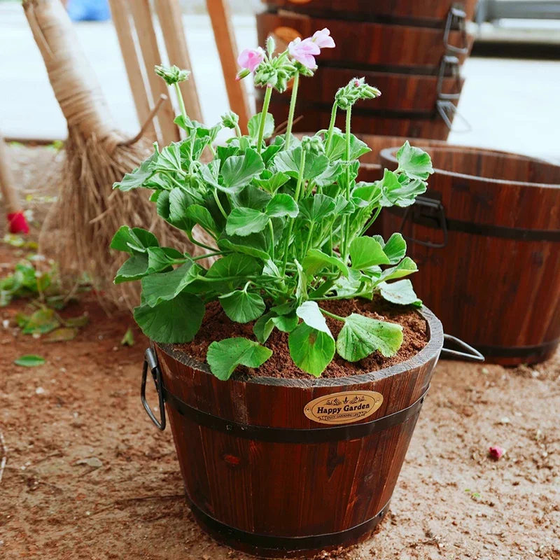 Anti-Corrosion Wooden Plant Pot, Creative Barrel for Balcony Decor, Durable Outdoor Flower Stand, Decorative Garden Planter