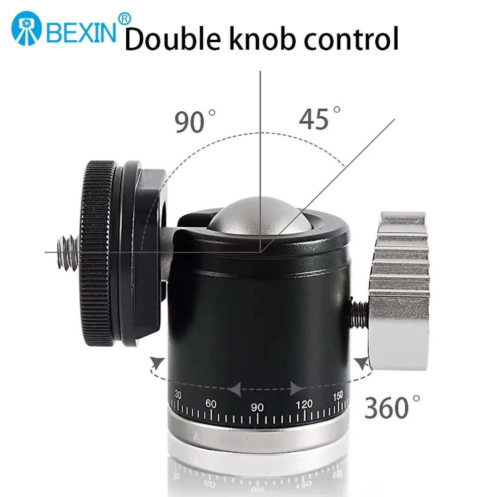 BEXIN K-19A Mini trípode con cabeza de bola, palo de Selfie, cabeza de bola con tornillo 1/4, adaptador de montaje de Base de zapata fría para cámara DSLR, Flash de teléfono