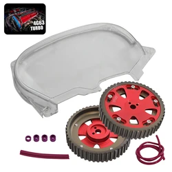 Clear Timing Belt Cover + Cam Pulleys Fit for Mitsubishi Lancer EVO IV 96-98 V 98-99 VI 99-01 VII 01-03 VIII 03-05 4G63T