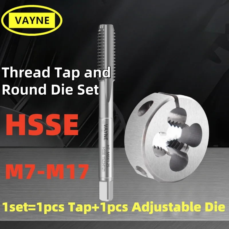 

1Set HSSE Metric Right Hand Screw Hand Tap and Adjustable Round Die Set Fine Thread Dies Taps Suit M7M8M9M10M11M12M14M15M16M17