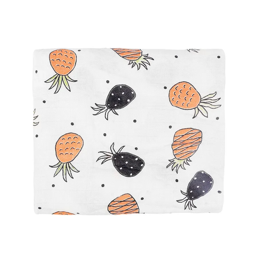 100% бамбуковое детское Пеленальное Одеяло, мягкое бамбуковое одеяло для детской коляски, милое детское одеяло с фруктами
