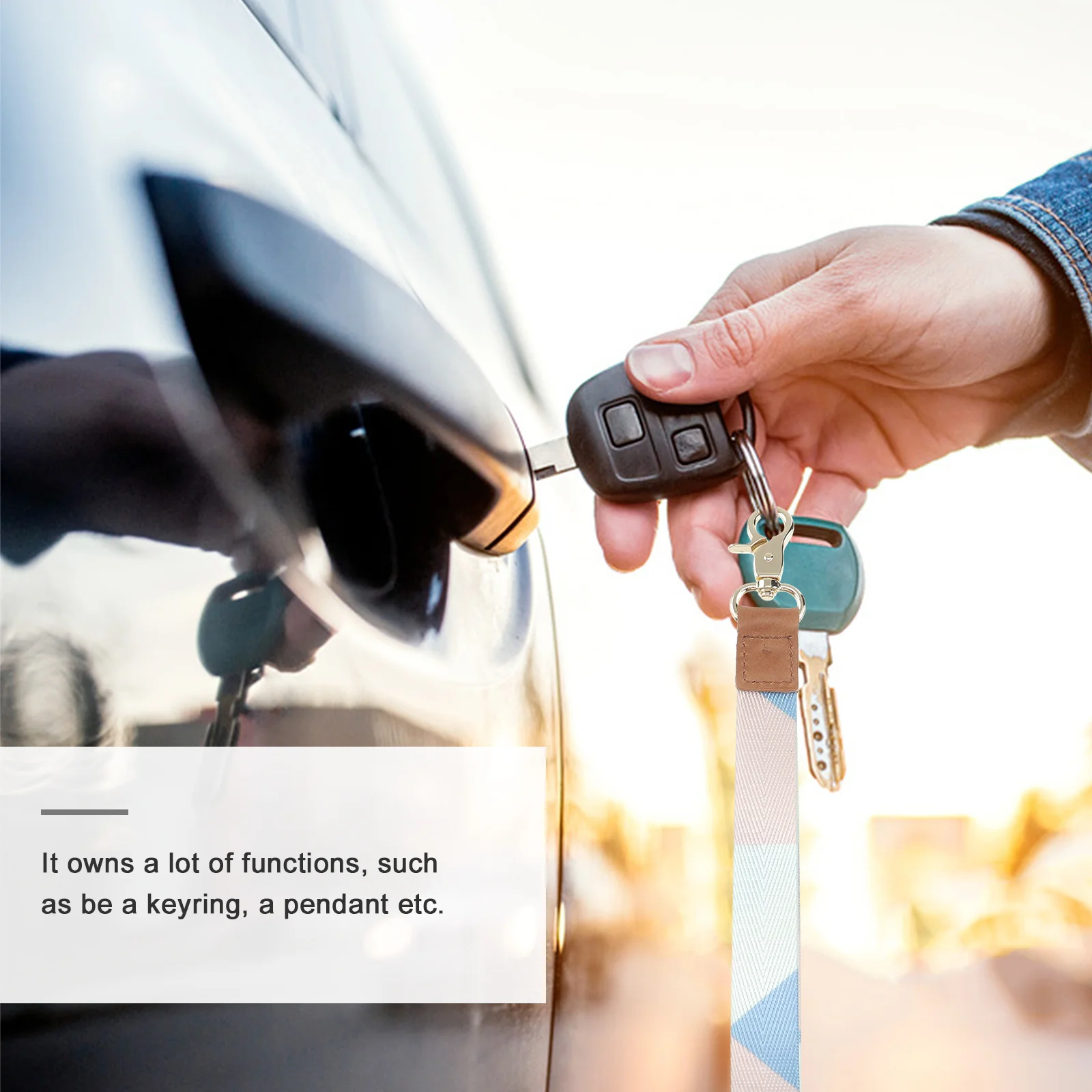 

Lanyard Keychain Lanyards Wrist Ring Universal Keyring Car Cowhide Wristlet Keys Strap Multi-purpose