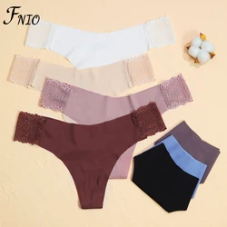 FNIO 3 pezzi mutandine a vita media da donna Sexy Set intimo slip in tinta unita senza cuciture mutande comode Lingerie da donna