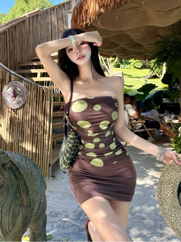 

American Sle Spicy Girl Polka Dot Me Bal Tie Top And Skirt Set Holiday Sle Arm Covering ort Skirt Suit for Women