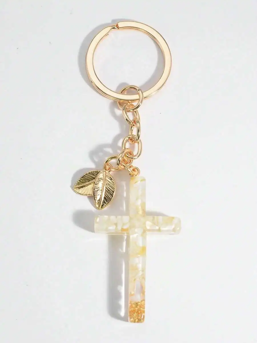 Llavero con Colgante de Hoja Cruzada Estilo Boho, Accesorio para Coche o Bolso, Estilo Gótico Y2K, Lindo para la Escuela
