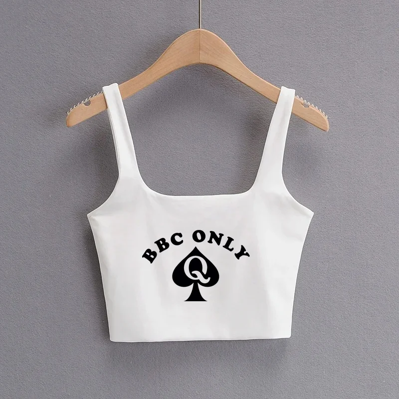 BBC ONLY Queen of Spades Cute Slim Top Camis Sleeveless Hot Clothing for Women Double Ladies Good Quality Female Tops White Top