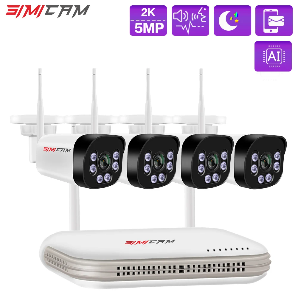 5MP Wifi Survalance Camera Outdoor Wireless Security Kit With Color Night Vision Audio Record System Out Door Water Proof Cctv
