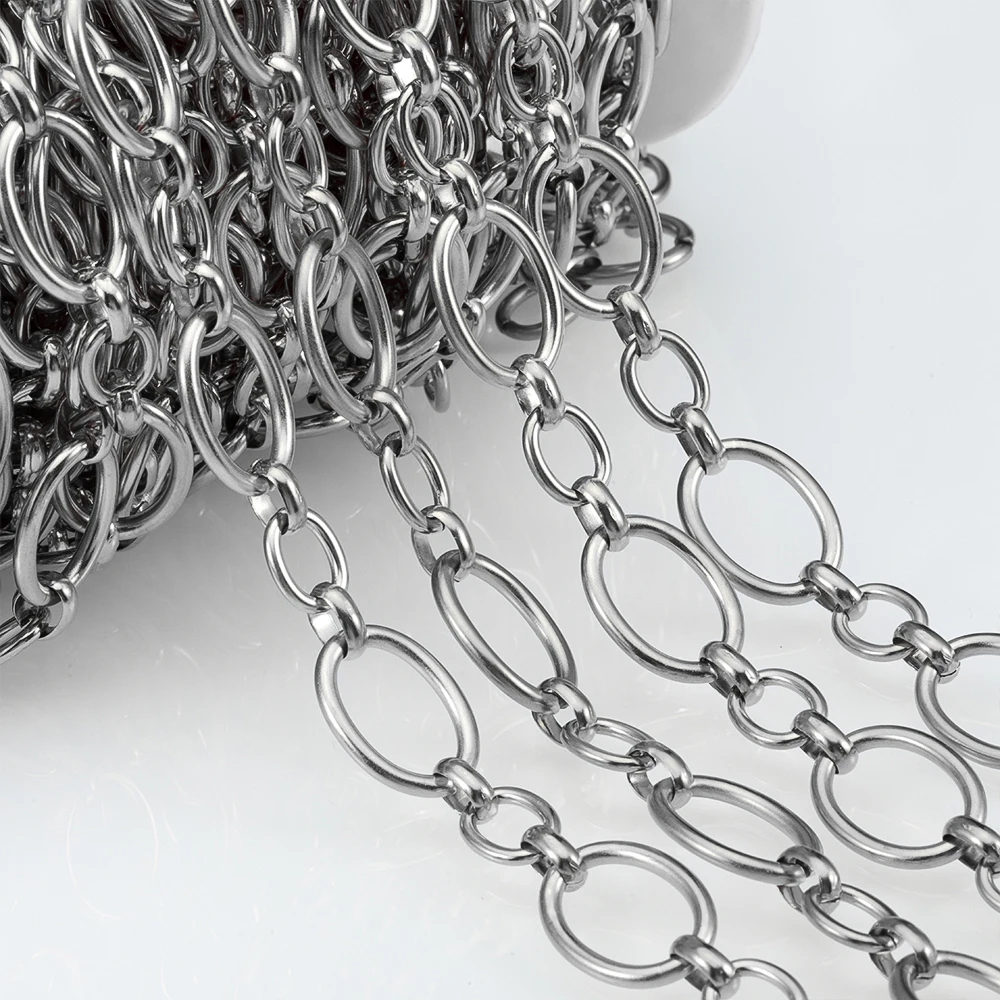 1M Stainless Steel Flat Square Frame Link Chains for DIY Jewelry Making
