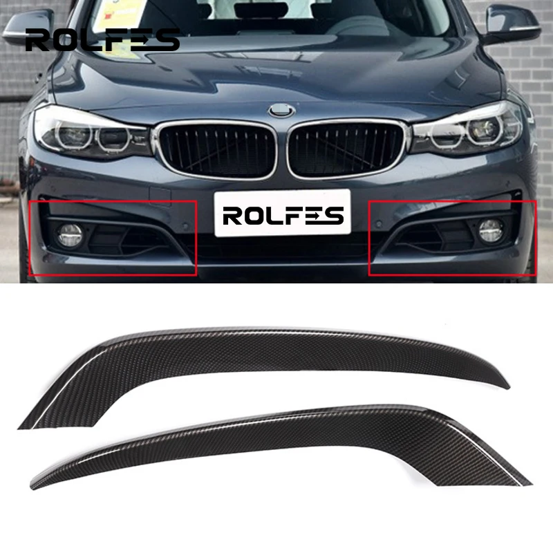 

ROLFES For 2013-2017 BMW 3 Series GT Gran Turismo F34 Carbon Fiber Auto Front Fog lights Lamp Strips Trim Cover Car Accessories