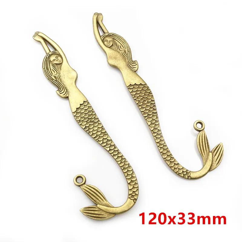 2-5pcs Vintage Mermaid Charms Bronze Plated Zinc Alloy Charms Pendant for Bookmarks Necklace Metal DIY Jewelry Accessories