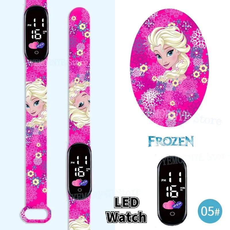 Relojes digitales Disney Frozen para niños, figuras de Anime, reloj luminoso LED táctil, reloj deportivo electrónico resistente al agua, regalo de cumpleaños para niños