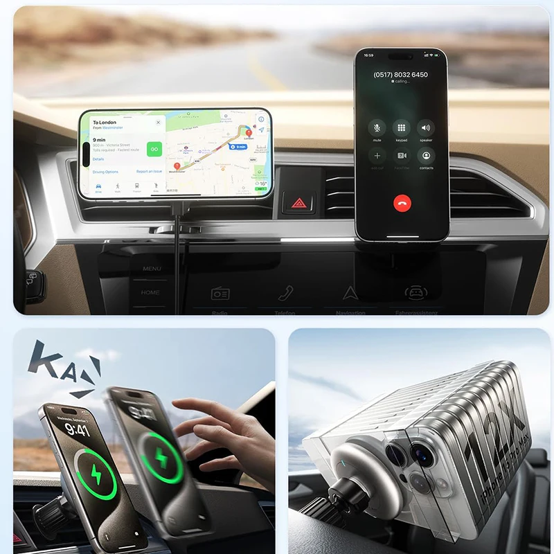 UYUXIO Air Vent Magnetic Wireless Car Charger Adapter 15W Fast Charging Car Mount Phone Holder with Magnet for iPhone 17 16 15