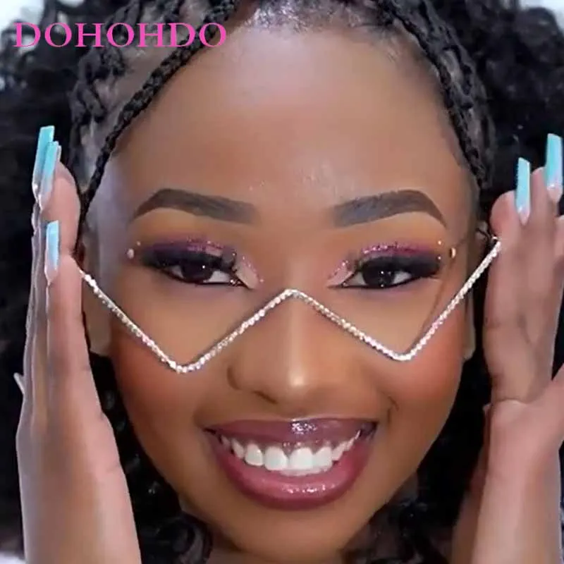 

Punk Fashion Luxury Brand Designer No-lens Metal Glasses Frame Women Men Rhinestone Glasses Ins Decorative Glasses Frame Очки