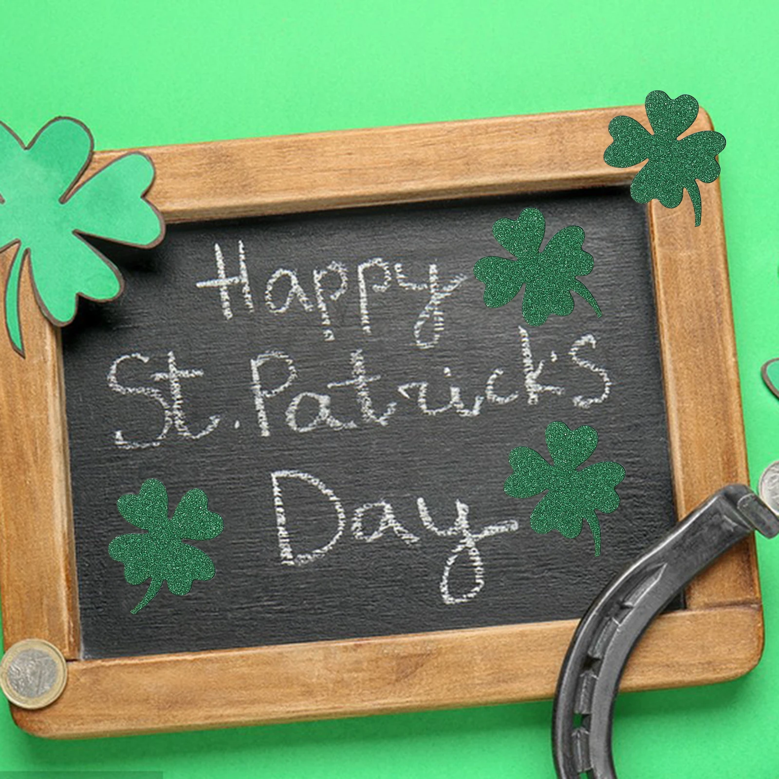 

24Pcs Shamrock Stickers Four Leaf Glitter for St Patrick Day Party Scrapbook Craft Decoration Shamrock Stickers