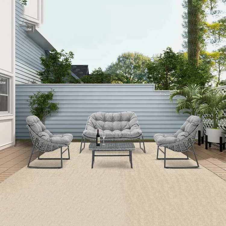 

Factory Price Casual Rattan Wicker Aluminum Frame Garden Sofa Chair Table Set Outdoor Sofa Set