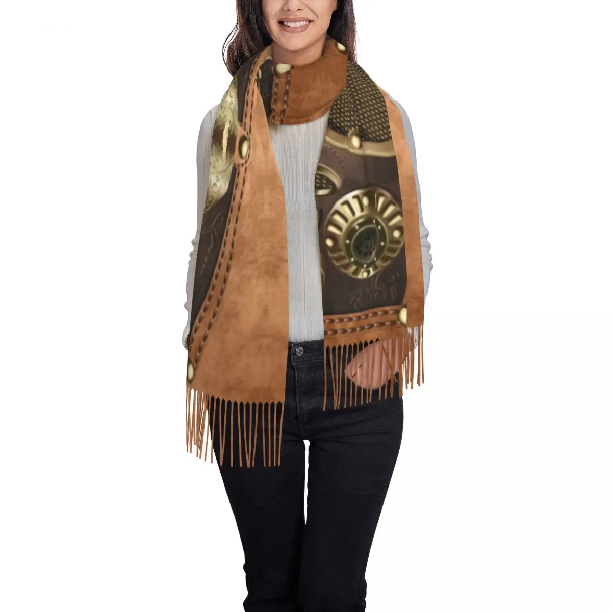 Fashion Steampunk Tassel Scarf Women Soft Fighter Pilot Shawls Wraps Female Winter Fall Scarves