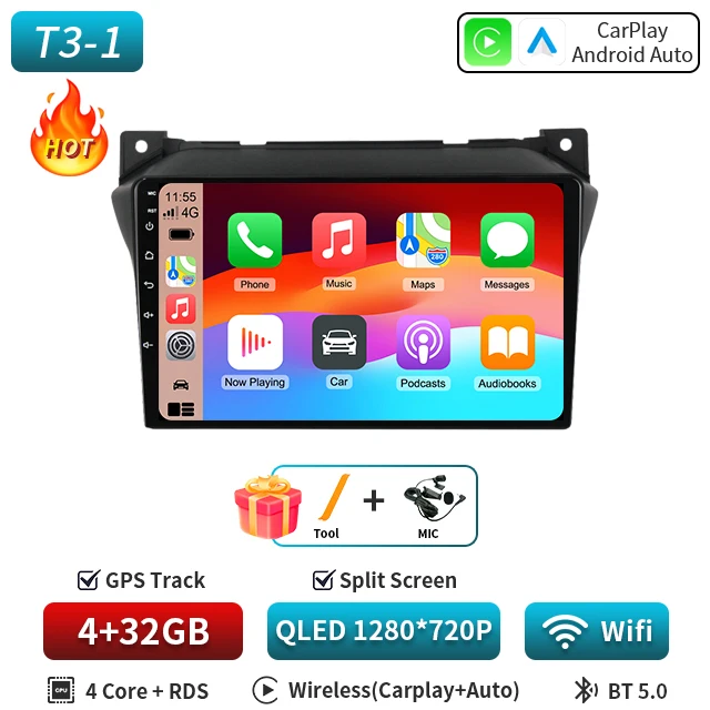 Autoradio Voor SUZUKI Alto Nissan Pixo 2009-2017 GPS Navigatie Android Auto Stereo Multimedia Speler Audio Head Unit 5G 2 DIN