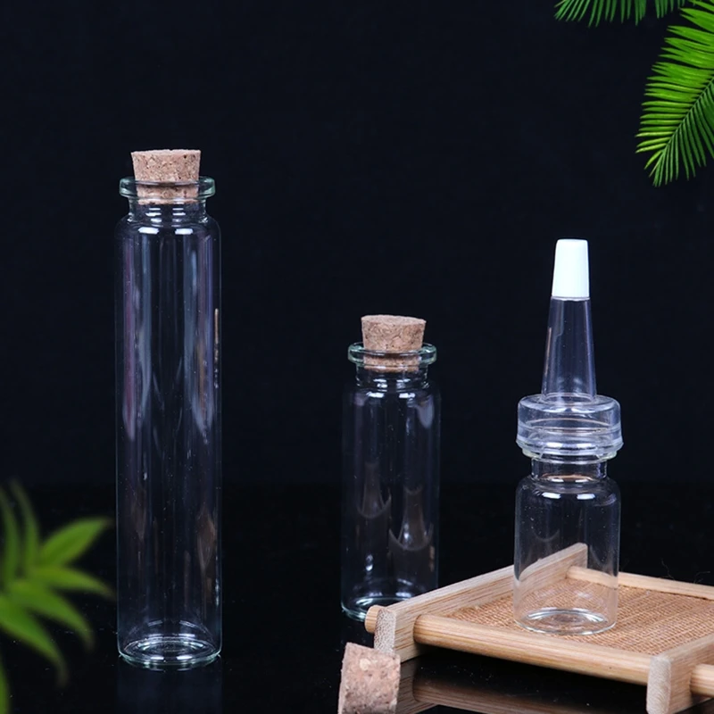 Small Bottles with Cork Stoppers Tiny Vials Small Clear Glass Jars Lids Storage