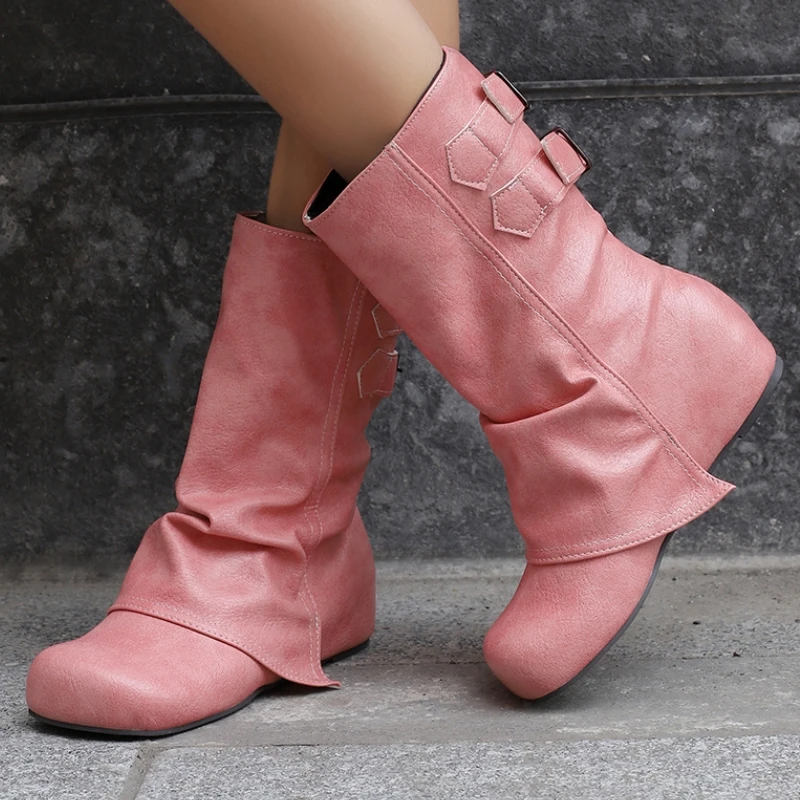 

Женские синие ботильоны большого размера 50, зимне-осенняя обувь, винтажные короткие ботинки, увеличивающая рост, обувь на танкетке, обувь унисекс