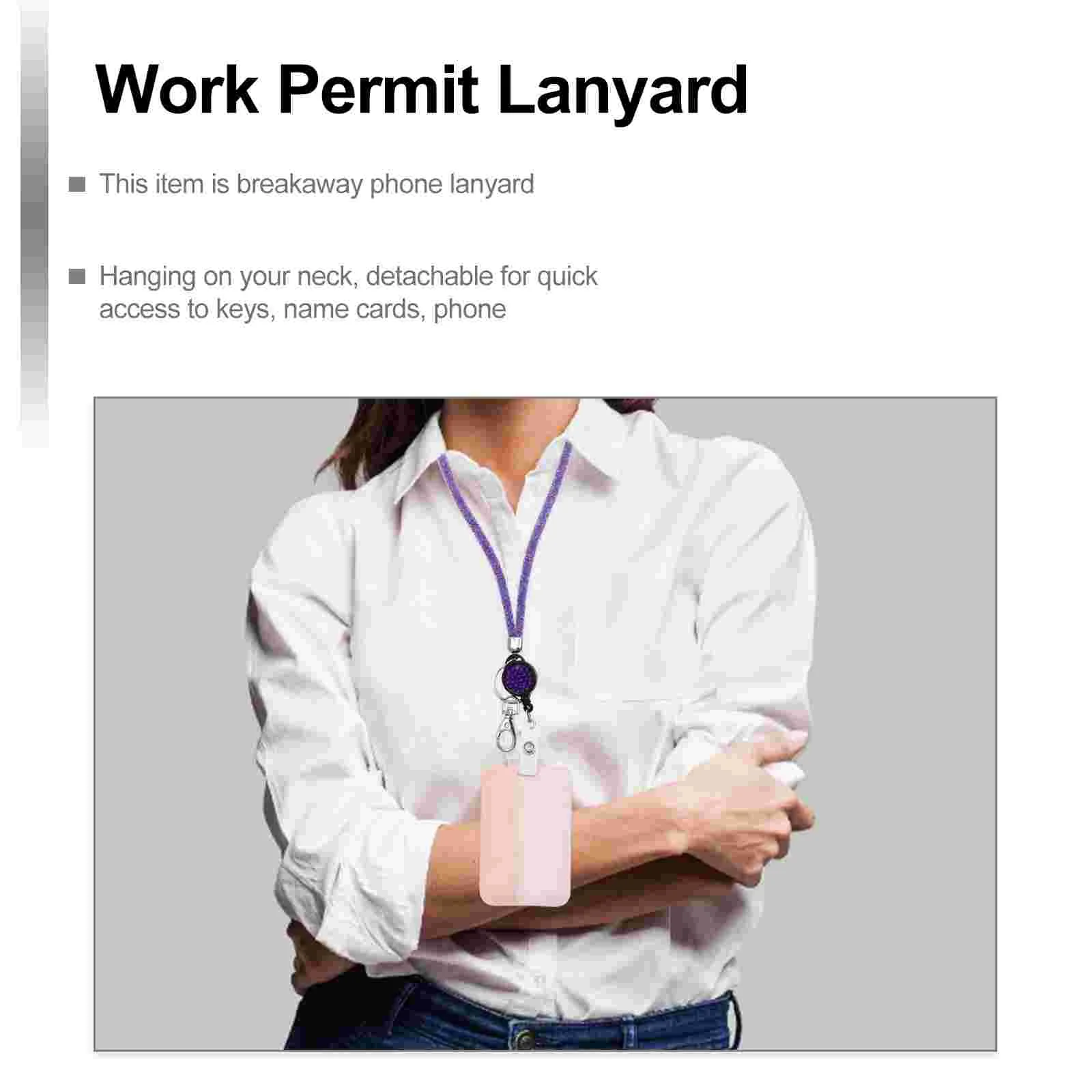 Fishnet Rhinestone Lanyard Phone Neck Strap Breakaway Name Card Mobile ID Badge Holder Cell Phones Work Permit Key