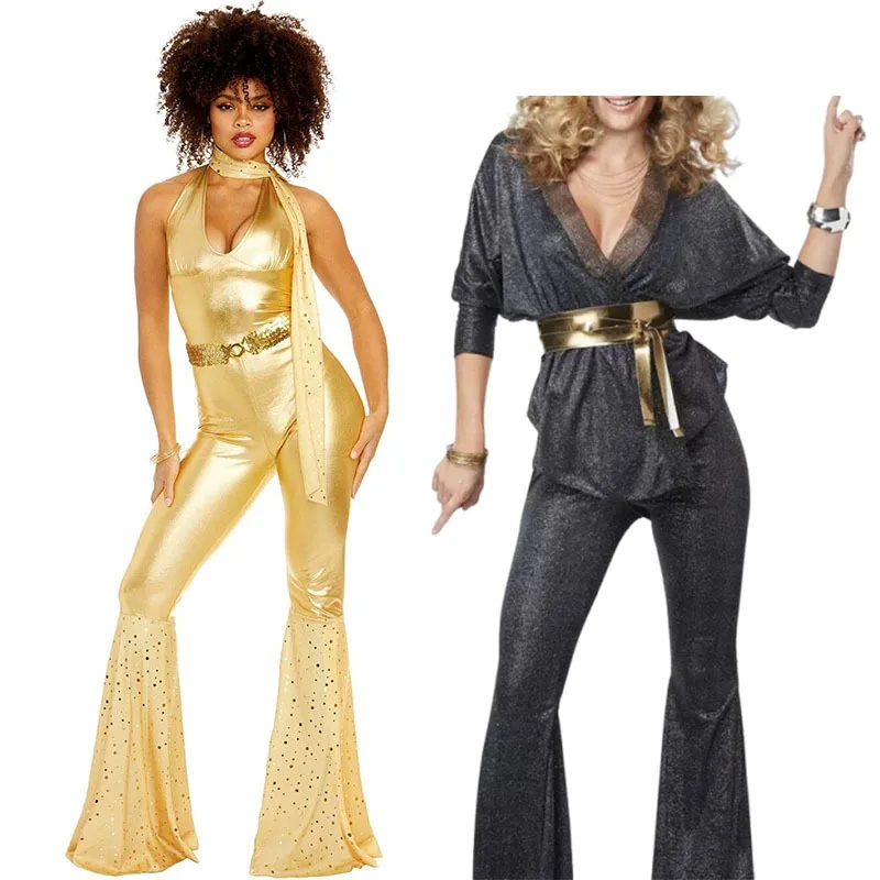 Disco-Cosplay-Kostüme, Feiertagsparty-Kostüme, 60er- und 70er-Jahre Hippie-Party-Kostüme, Kostümpartys, Hip-Hop-Bühnenkostüme