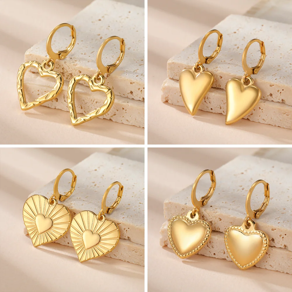 Cazador-Boucles d'Oreilles Pendantes en Forme de Cœur pour Femme, Bijoux en Acier Inoxydable, Cadeau