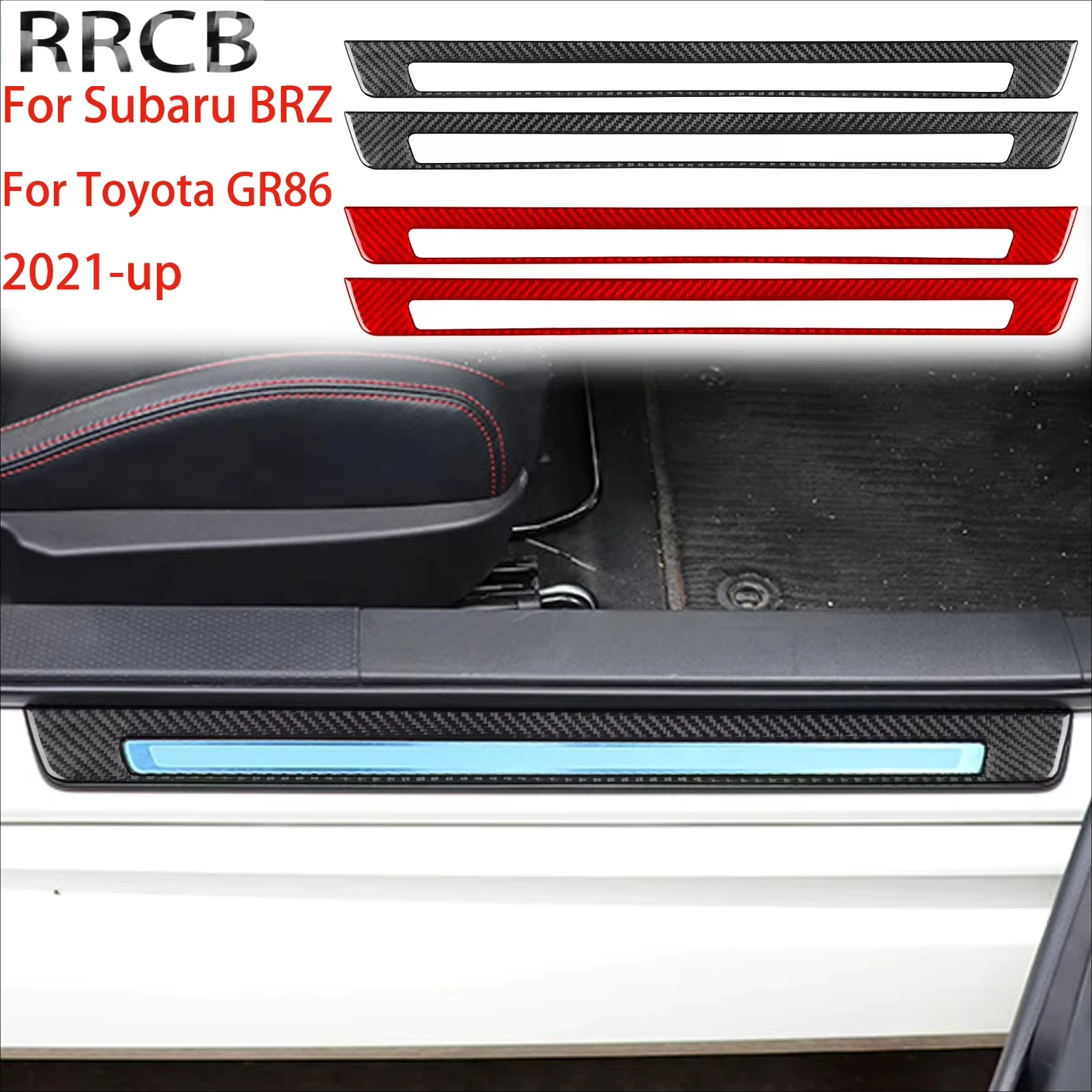 

For Subaru BRZ For Toyota GR86 2021-2024 Carbon Fiber Threshold Bar Door Sill Interior Decorative Car Accessories Cover Stickers