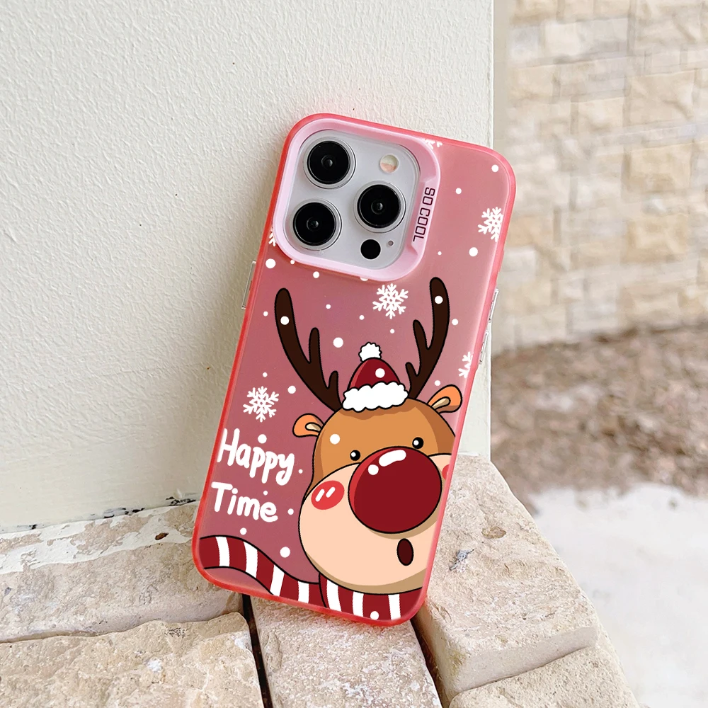 Christmas Elk Santa Clau Phone Case for Oppo Reno12 Reno11 Reno10 Reno8 Reno7 Reno6 Reno5 Z F T Pro Plus 4G 5G Matte Back Cover