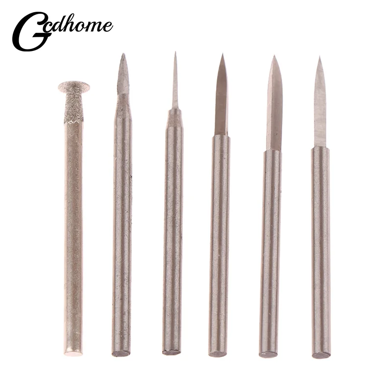 6pc Tungsten Steel Engraving Carving Knife Set Sword Shaped 1/8inch Olive Amber End Mill Router Bit Wood Milling Cutter