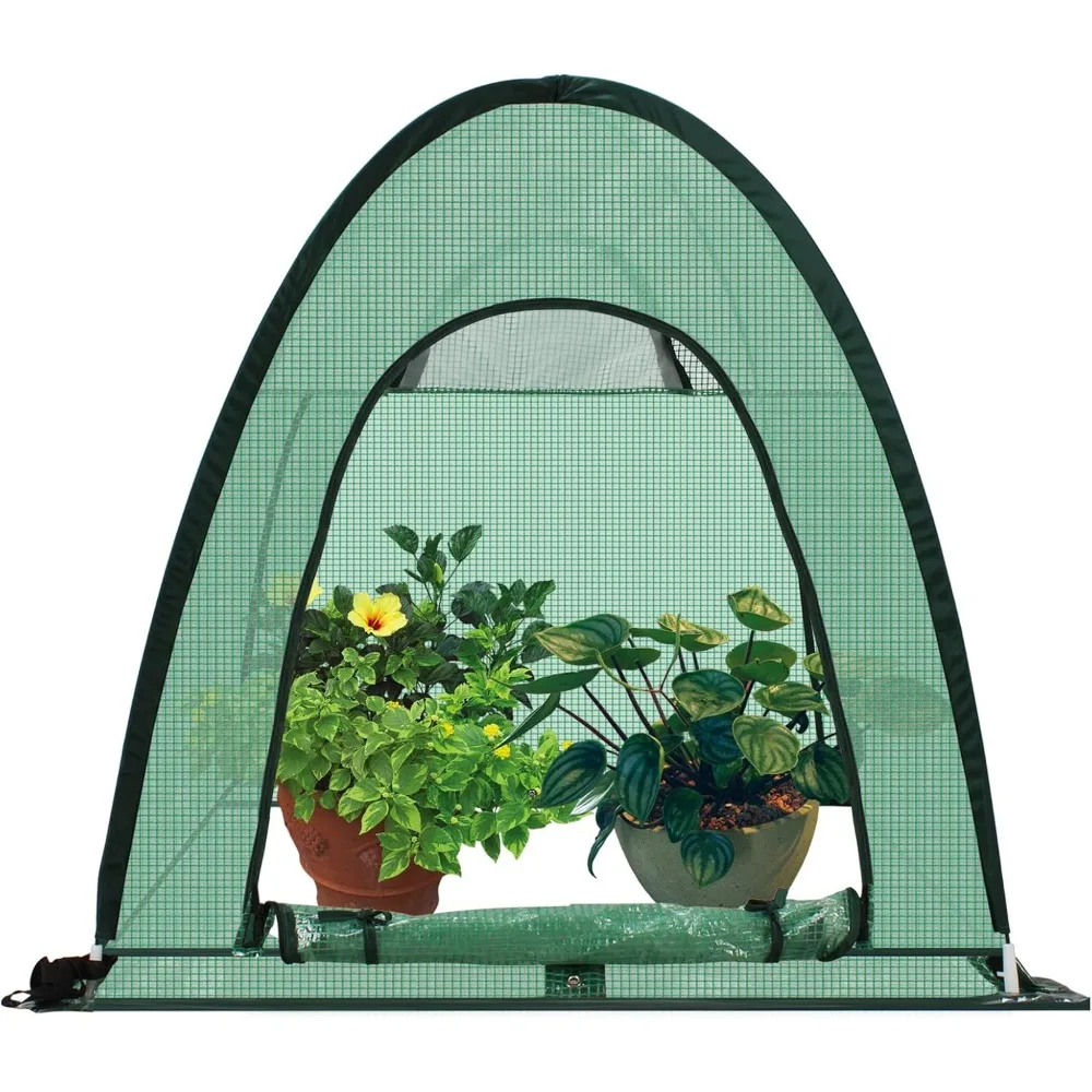 

Portable Pop-Up Greenhouse with Durable PE Cover, Easy Setup and Roll-Up Doors for Plant Protection