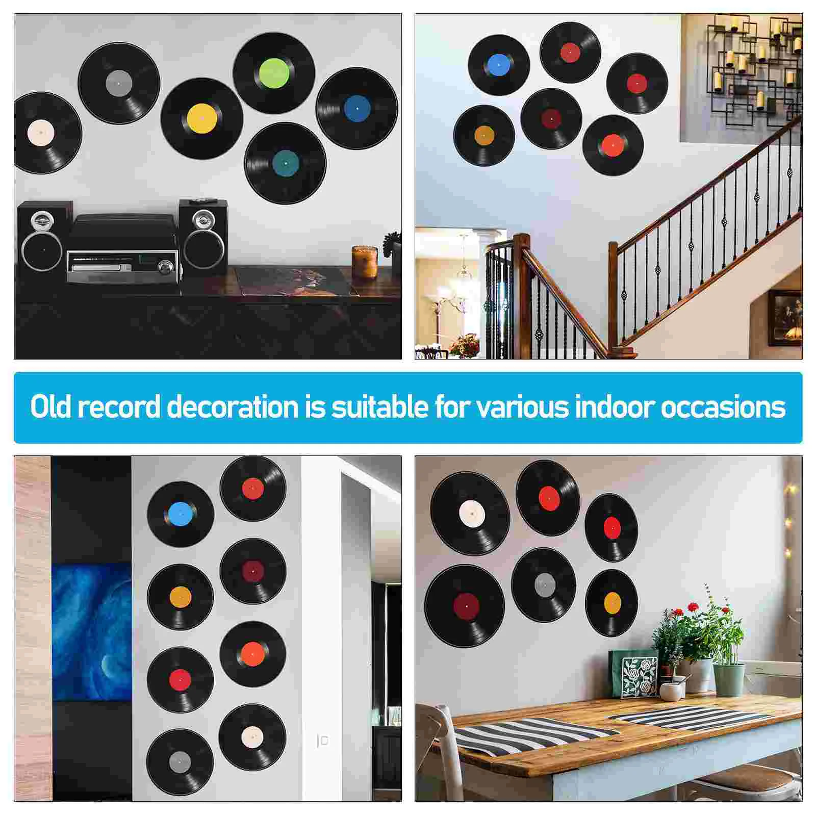 12 Pcs Vinyl Records Decors Wall Decorative Records for Home Bars Music Room Disco Party Decorations Vinyl Records  Ornaments