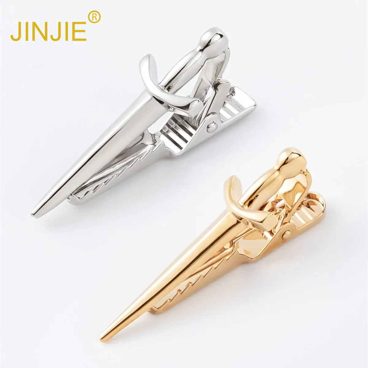 French Novelty Tie bar Gold Plated Musical Instrument Trumpet Chain Tie Clip Personality Men's Business Wedding Suit Tie Jewelry