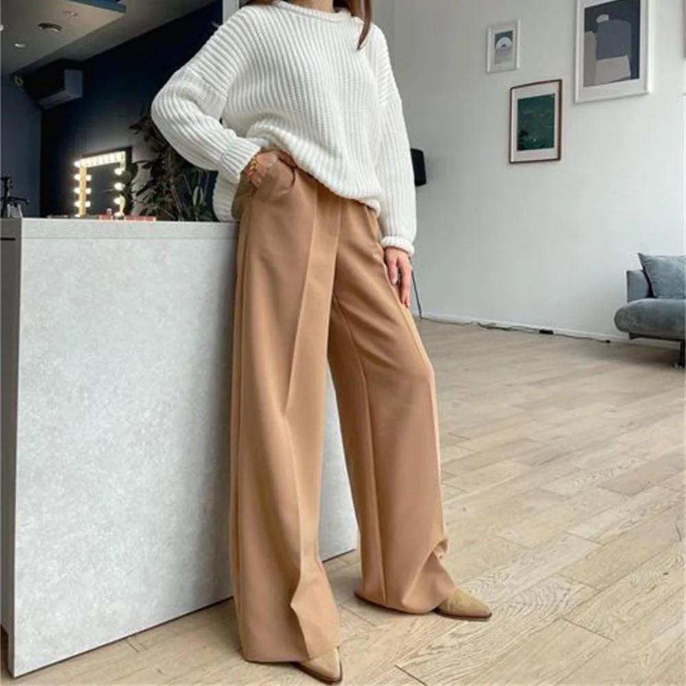 Trousers Woman Solid Office Straight Pants Casual Wide Leg Straight Pant Trousers Mopping Pants Cargo Pants Women\'s