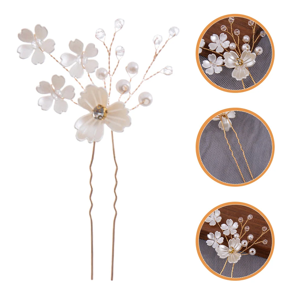 

Pearl Flower Hairpin Lightweight Wedding Bride Hair Stick Party Prom Women Hair Decoration Flower Pin Girls Hairpin