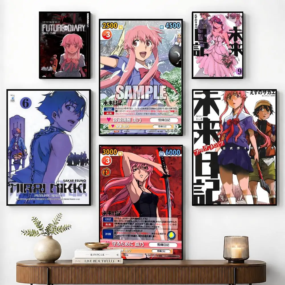 M-Mirai N-Nikki Poster Perfect Sticker Self Adhesive for Office Home Theater Wall Art Decor Fancy Gift