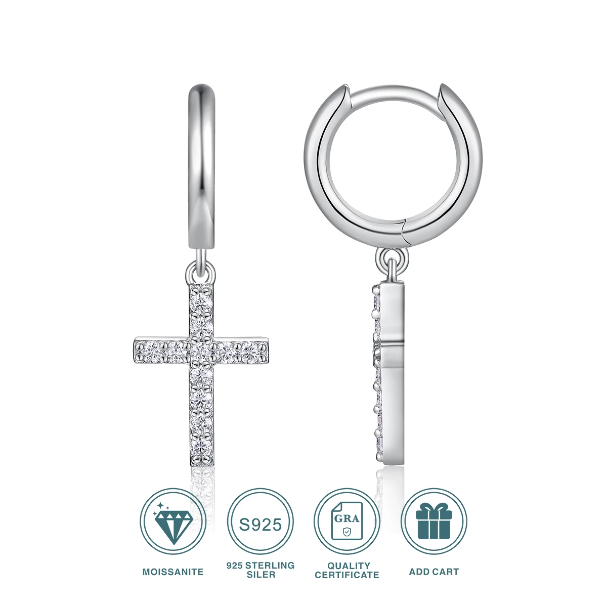 

JIUZUAN 2pcs Moissanite Earrings 925 Sterling Silver 18K Gold Plated Hypoallergenic Comes with Certificate