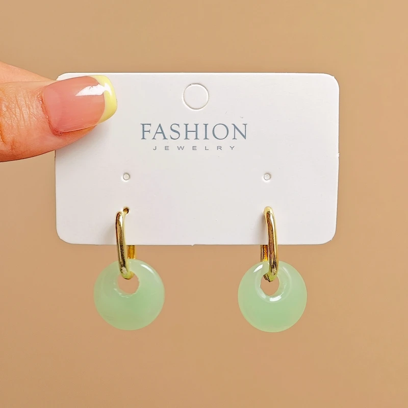 العرقية نمط السلامة مشبك الزجاج كريستال أقراط للنساء شقة مستديرة على شكل حرف U أقراط مجوهرات الزفاف هدية عيد الميلاد