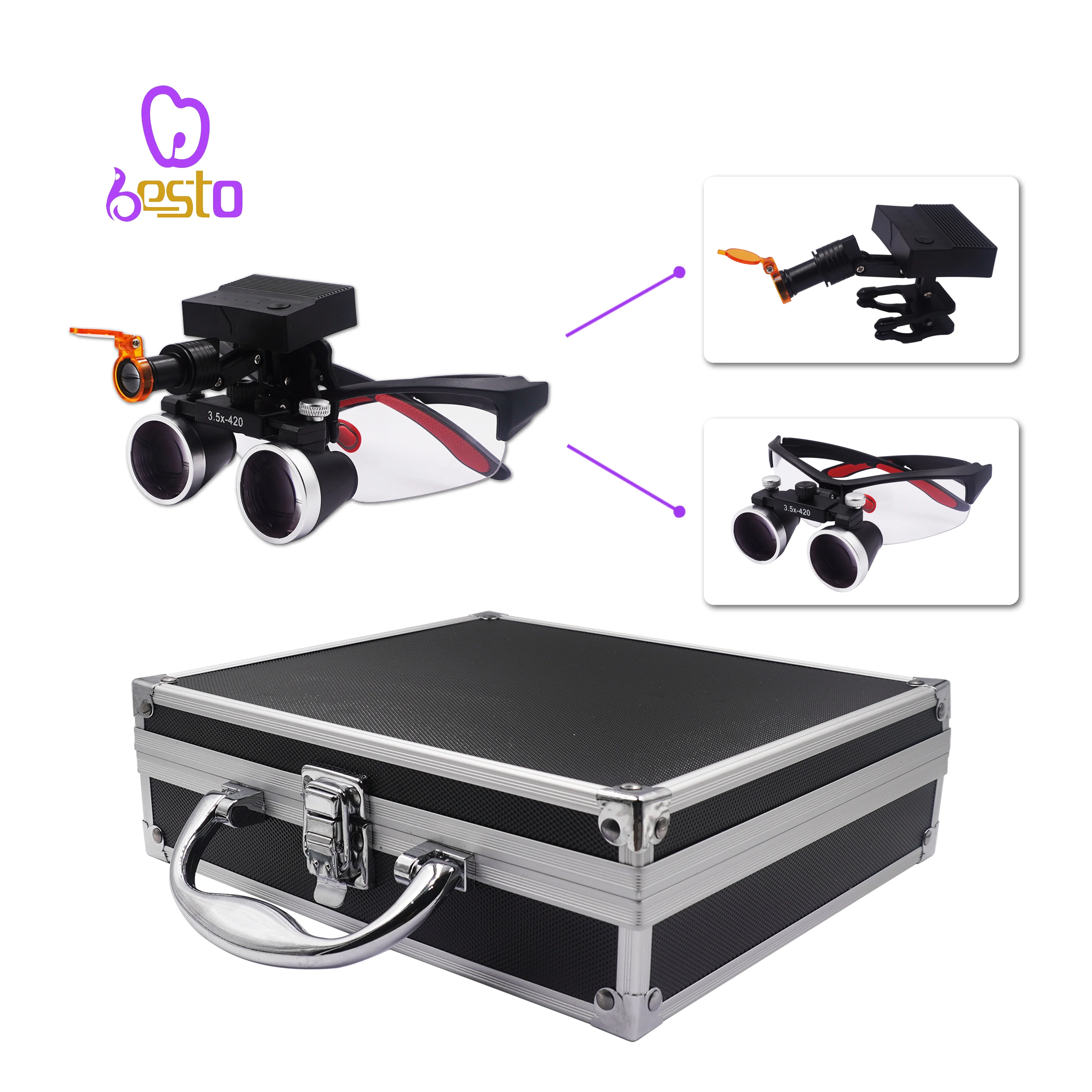 BESTO зажим на лампе, мини-прожектор, лупы, хирургические бинокулярные лупы, лупа, очки ден таль, медицинская фара, стоматологическое оборудование