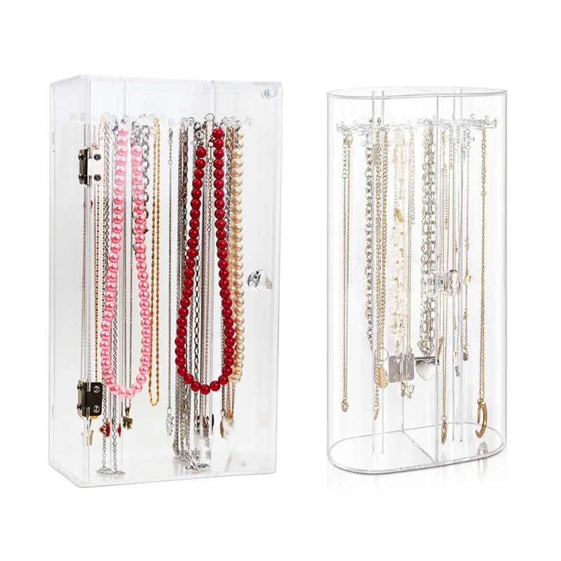 Acrylic Necklace Display for Case Transparent 360° Rotation Hook Dur Dropship