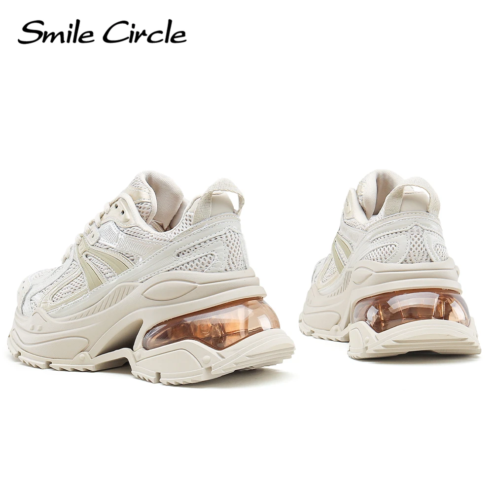 Smile Circle Women Chunky Sneakers Flat Platform Sneakers Lace-up Casual Round toe Sneakers Ladies Shoes Trainers