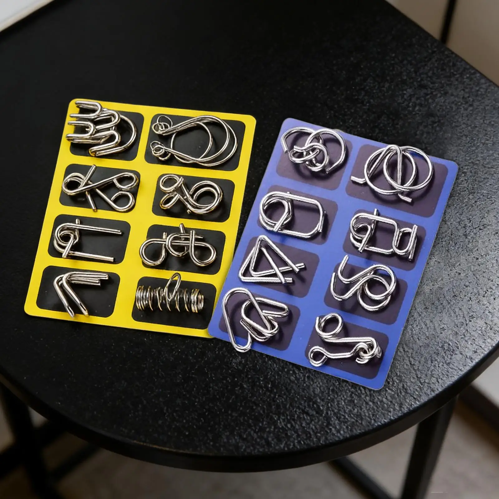 Metallpuzzles, Lernspielzeug, Geiststestspiel, 16-teilig, Intelligenztest, Denksportaufgabe, Draht, Metallpuzzles für Zuhause, Büro, Schule