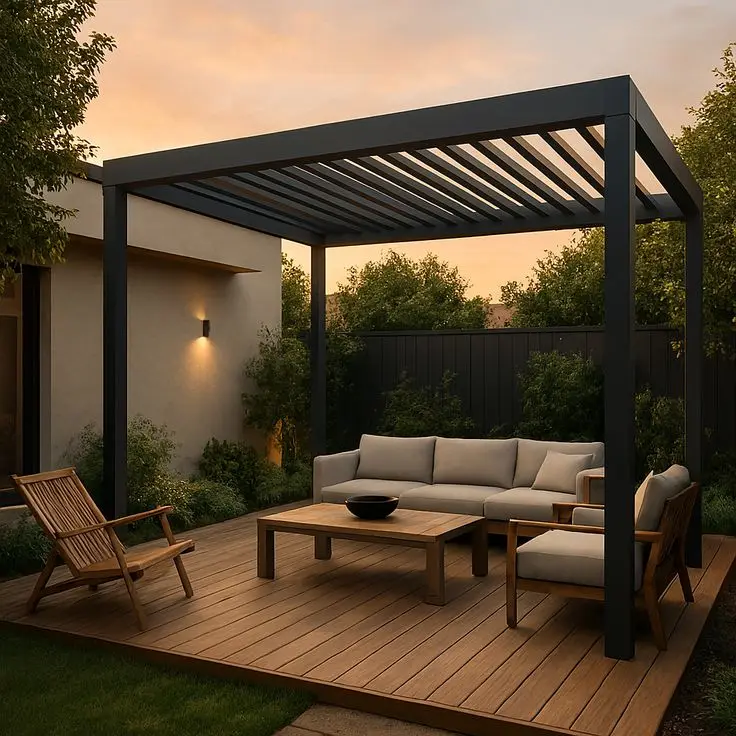 

manual operated retractable aluminum alloy frame louvered pergola with led light customized size color gazebo for outdoor garden