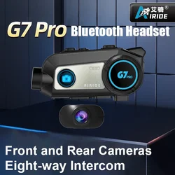 AIRIDE G7 PRO Helmet Bluetooth Headset for Motorcycles Front and Rear Dual 2K Camera Driving Recorder Wireless Intercom Earphone