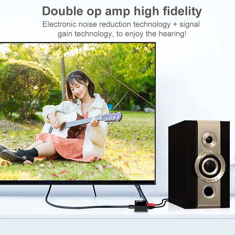 Conversor Natalink Áudio Analógico (L/R) para Digital Coaxial/Toslink, Interface Digital com Saída RCA e Entrada Dupla de Portas RCA