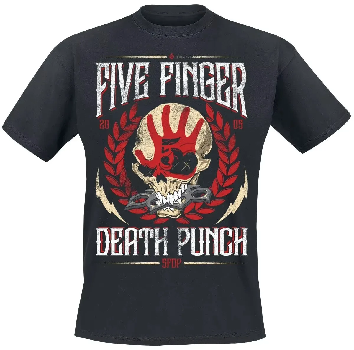 Five Finger Death Punch Red Handprint Skull Laurel Wreath 5FDP Band Graphic T-Shirt Cotton Men Women Streetwear Tee