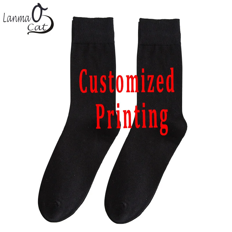 Fashion Long Autumn Male Cotton Socks Custom Printing Socks Breatheable Dress Casual Crew Cotton Socks  Long Socks For Male