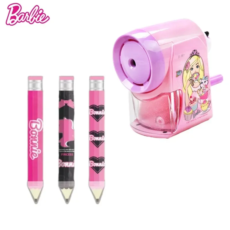 Anime Barbie Study Stationery Cartoon Student Fashion Pencil Sharpener Adjustable Cute Boy Girls Creative Erasable Pencils 24pcs