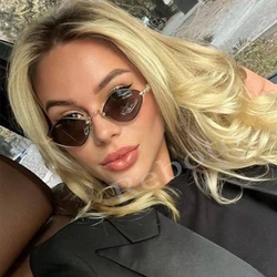 Sexy Polygonal Women Sunglasses Fashion Rimless Diamond Sun Glasses Ladies Retro Rhombus Punk Eyewear Vintage Metal Frame Shades