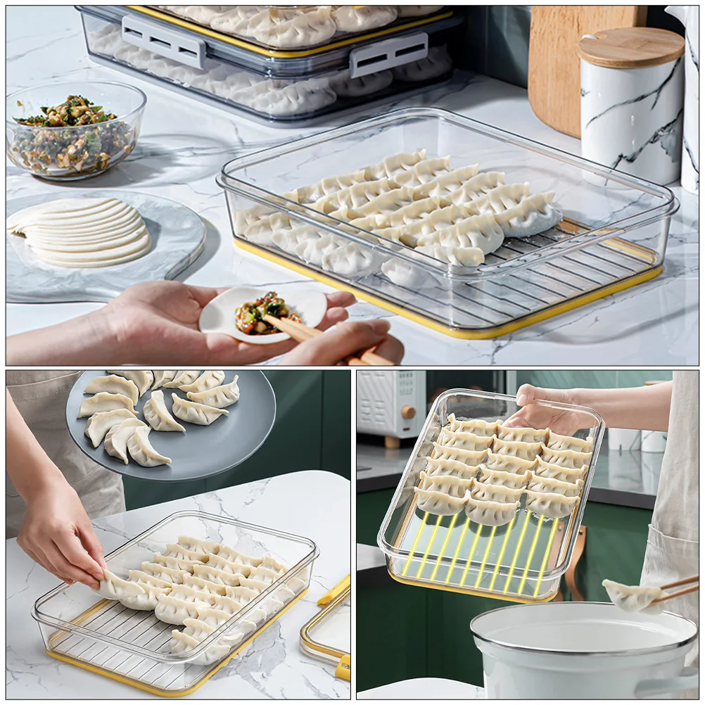 

1 Pc 15 L Durable Pet Material Freshness Sealing Dumpling Box Nonslip Bottom Stackable Kitchen Storage Case