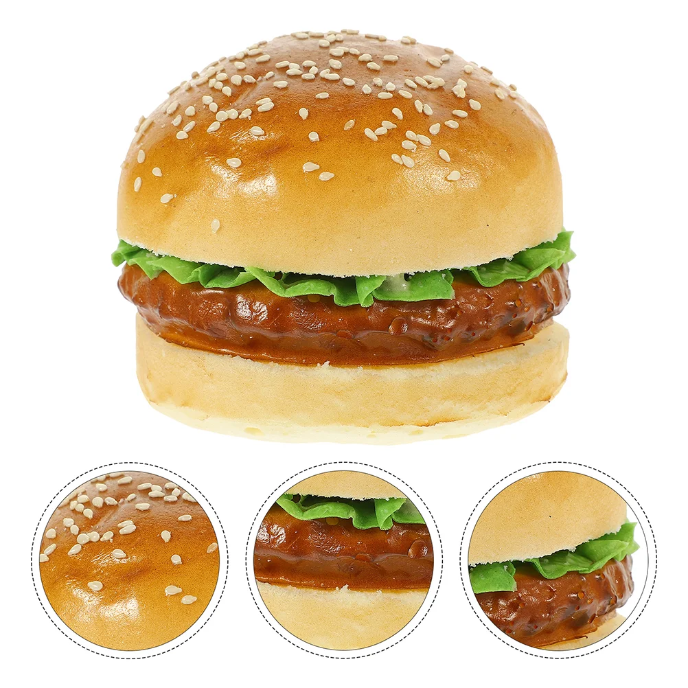 

2 Pcs Burgers Simulated Hamburger Model Simulation Food Scene Layout Props Photography Artificial PU Models Fake Bread